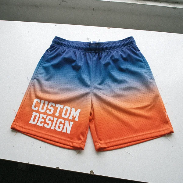 All-over sublimated mesh shorts with CUSTOM DESIGN graphic