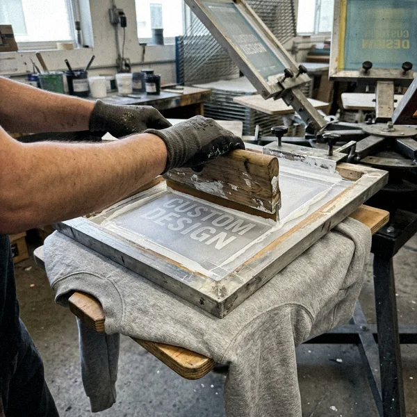 Screen printing CUSTOM DESIGN on a crewneck sweatshirt