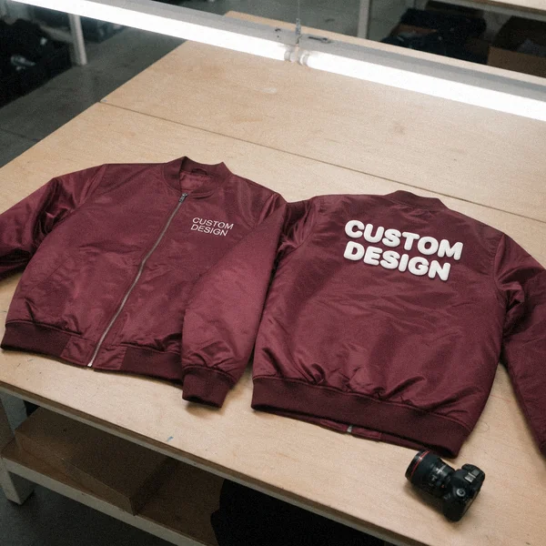 Bomber jacket with embroidered chest and puff printed CUSTOM DESIGN back
