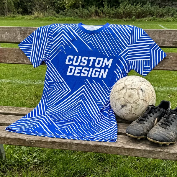 All-over sublimation printed polyester T-shirt with CUSTOM DESIGN text